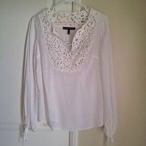 White House Black Market Crochet Lace Boho Blouse with Camisole - Size 0